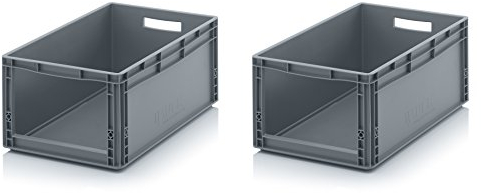 Auer Packaging 2x Euro Sichtlagerkasten 60 x 40 x 27 cm inkl. gratis Zollstock * Eurobehälter mit Fenster