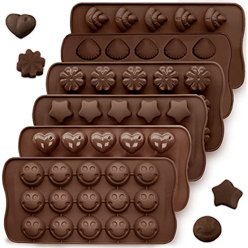 6 Packungen Pralinenformen Silikon, CNYMANY Fondant Kuchen Formen Schokoladenform Antihaft Küche Backformen Eiswürfelschalen Süßigkeiten Schimmel für die Herstellung von Schokolade Muffin Cupcake