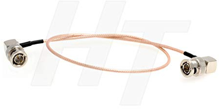 HangTon - Cavo video BNC maschio ad angolo retto a maschio BNC ad angolo retto 3G SDI per Blackmagic, sottile schermato RG179 75 Ohm (45 cm)