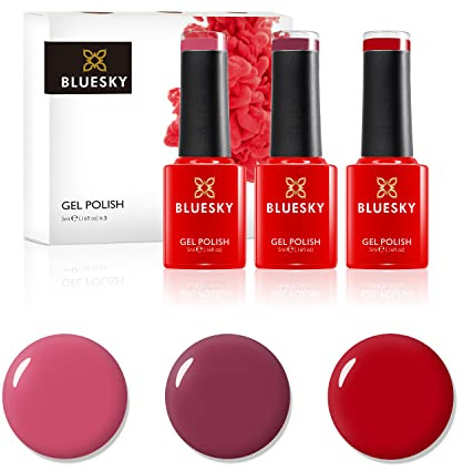 BLUESKY Gel Polish Gel Nagellack Set Reds 3 x 5 ml Rit Dunkelrot