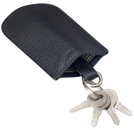 STILORD 'Toby' Schlüsseltasche Leder Schlüsselglocke Schlüsseletui Vintage Schlüsselmäppchen für viele Schlüssel Autoschlüssel Kleines Etui mit Schlüsselring, Farbe:schwarz