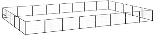 vidaXL Hundezwinger Schwarz 40m² Stahl Hundehütte Hundehaus Käfig Hundekäfig