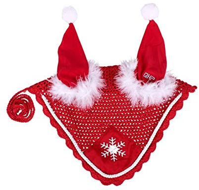 netproshop Pferde Winter-Weihnachtsmütze Fliegenhaube mit Ohren und Stickerei Gehäkelt Rot, Groesse:Shetty