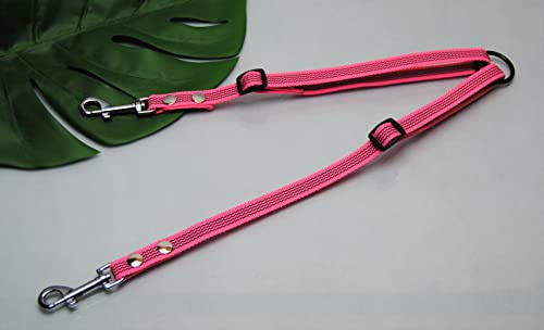 Koppel 15mm verstellbar, gummiert PINK Zwillingsleine Koppelleine