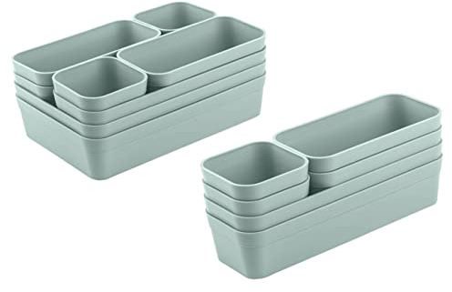 Gariella 1x Schubladen-Organizer Set Aufbewahrungs-Box Einteiler verstellbar pastell-grün