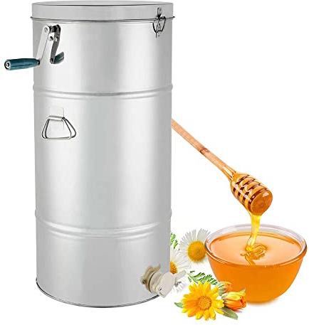 MNSSRN Handkurbel Honigextraktor, 2 Rahmen Bienenstock -Honigabscheider, Edelstahl Waben Rotatoren Crank Imkereiausrüstung
