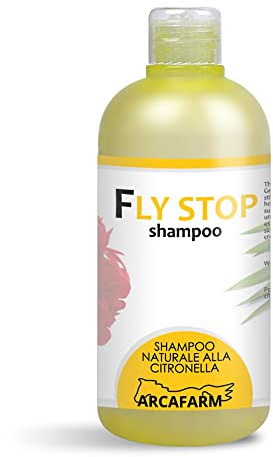 Shampoo alla Citronella per Cavalli 500 ml Fly Stop, prodotto Repellente naturale contro Insetti Mosche Zanzare Tafani, shampo per la Pulizia di Sporco ostinato di manto coda criniera - Made in Italy
