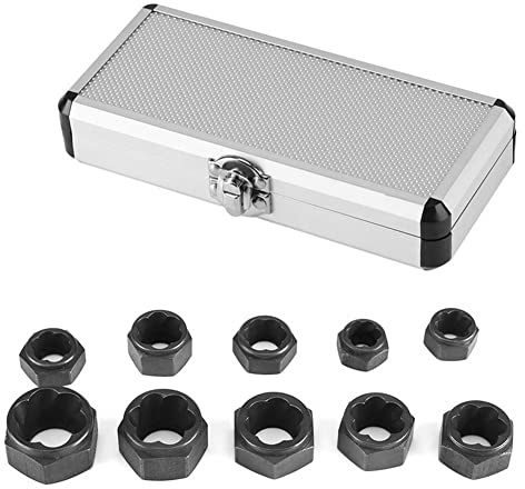 10-tlg. kurzes Steckschlüssel-Set, 9-19mm Spiral-Profil-Bolzenausdreher-Satz, Schraubenausdreher zum Entfernen von beschädigten, gefrorenen, verrosteten und abgerundeten Schrauben und Muttern