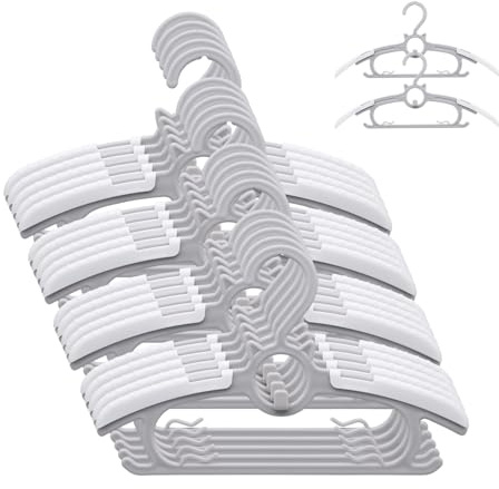 JSF - Set di 20 grucce appendiabiti per bambini, impilabili, con gancio a forma di orsetto, antiscivolo, salvaspazio, colore grigio