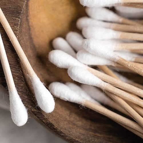 200 Bambus Wattestäbchen 100% Plastikfrei, Biologisch abbaubar und nachhaltig - Naturprodukt Umweltfreundliche Ohrenstäbchen Q Tips Vegan