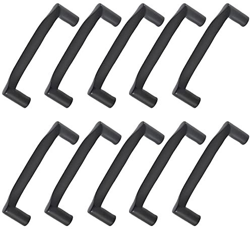 10 Stück Schrankgriffe Gold gebürstetes Messing Küchenschubladengriffe 5-Zoll-Lochmitte Antik-Hardware Möbelknöpfe mit Schrauben for Schuhschrank, Kleiderschrank, Schrank, Kommode (Farbe: Mattschwarz,