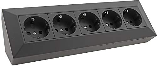 Bloc de prises 5 voies, noir, 250 V ~ / 16 A