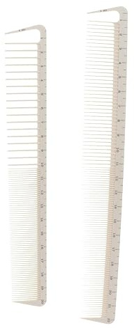 2Pcs White Professional Hair Cutting Combs Set, Salon Hair Styling Measure Combs, Anti Hairdressing Barber Combs
