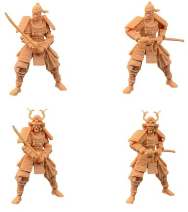 ZEDACAKAI Lot de 4 figurines 1/35 - Samouraï du Japon - Modèle miniature en résine - Kit GK à colorier vous-même