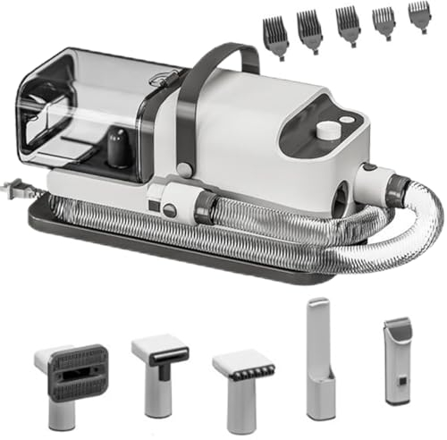 Aspirapolvere per peli di cani e gatti, tagliacapelli per cani professionale silenzioso, alta potenza 1300 W, tagliacapelli per gatti con 5 strumenti per toelettatura, aspirapolvere 1,8 l