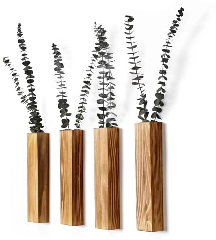 Sawoake Macetas de pared, decoración moderna de pared de madera para dormitorio y baño, jardineras contemporáneas, versátiles, decoración del hogar para flores secas y plantas verdes de imitación