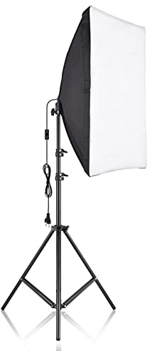 Jemora Kit softbox per Fotografia in Studio con softbox da 50 x 70 cm * 1 + Supporto per treppiede in Metallo da 2 m * 1 per Lo Streaming Live di Foto di Prodotti Video