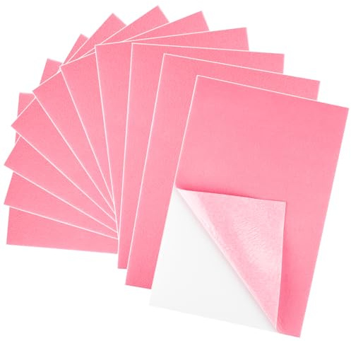 BOUBONI 10 Stück Filz Selbstklebend, 20 x 30 cm Klebefilz Farbe Filzstoff Selbstklebend für Bastelbedarf Kunst Heimwerken (Rosa)