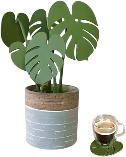 Magnetic Monstera Plant Coaster - 3D Printed Green Leaf, Tropical Home Decor (1pcs)