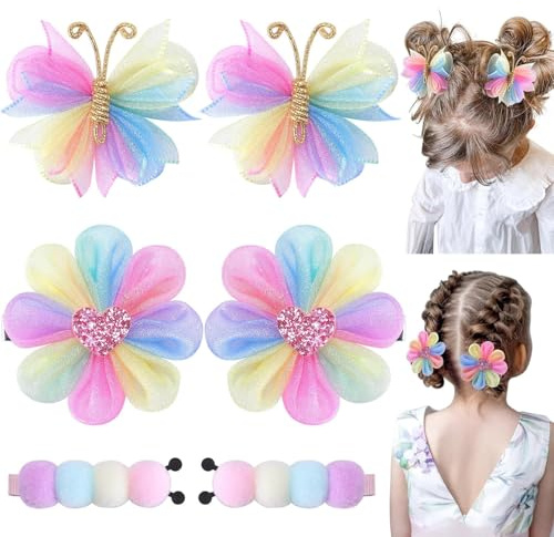 6 Pièces Pince Cheveux pour Filles,Barettes Cheveux Fille,Barrette Cheveux pour Bebe Fille,Accessoires de Barrettes de Cheveux pour Enfants (arc-en-ciel)