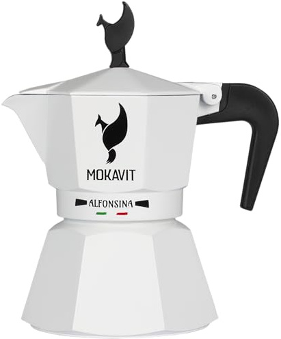 MOKAVIT Alfonsina - Cafetiere Italienne Induction 3 Tasses, Moka Italienne Compatible Tous Feux, Cafetière Italienne Induction, Cafetiere Induction, Cafetière Moka Induction - Made in Italy