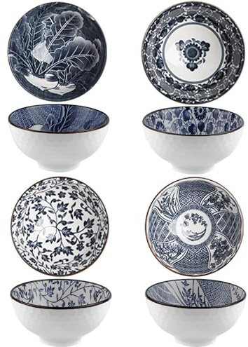 ZPPLD Bol Petit Dejeuner Ceramique,Lot de 4 Bols de Céréales, Bols à Dessert en Porcelaine,Bol à soupe, Utilisé Pour Le Riz, La Salade, La Soupe, 12cm de Diamètre (4)