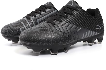 YHLLZY Football Boots for Boy Football Shoes Kids Girls FG/AG Soccer Athletics Sport Shoes Black 5UK