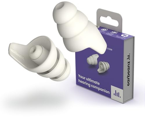 EarBeanz Ohrstöpsel für Fokus, Entspannung & Reisen - Komfortabler, wiederverwendbarer Gehörschutz - Perfekte Passform - Hilft bei Müdigkeit und Überreizung - Weiß