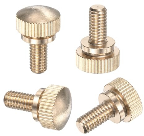 M METERXITY 4-Pack Vis À Poulie Moletée, M6x12mm En Laiton Massif Tête Ronde Boulons À Épaulement Pour Vis De Lunettes/Ordinateur PC, Bout Fileté Moleté