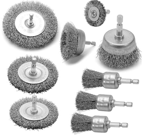 Cepillos de metal para taladro con bushel y varilla hexagonal - Cepillos metálicos circulares para pelar y excavar | Accesorios de herramientas eléctricas para molienda