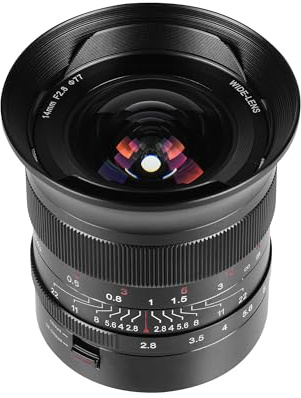 7artisans 14mm F2.8 Objectif d’Appareil Photo Plein Format Ultra Grand Angle Non-fisheye pour appareils Photo sans Miroir à Monture RF Canon