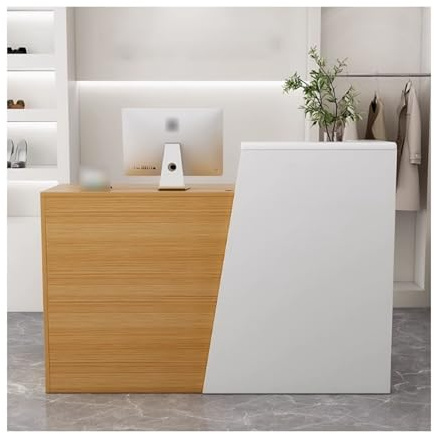 Bureau de réception moderne élégant petit comptoir pour salons et magasins de vêtements, finition noyer, côté gauche (80 cm), design élégant et fonctionnel