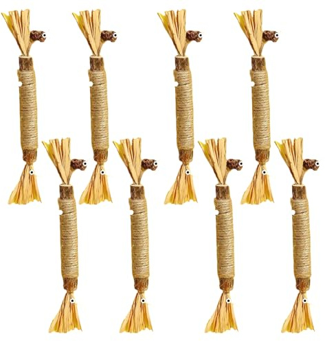 KRYMXAR 8er Set Katzenspielzeug, Kauspielzeug Katze Und Katzen Kaustangen, Zahnpflege Katze, Spielzeug Katze, Katzen Zubehör, Kitten Spielzeug
