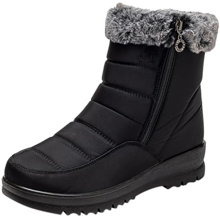 MEIbax Apres Ski Femme Bottes Doublure Polaire Neige Hiver Durable RandonnéE Imperméable Semelle AntidéRapant Bottines Boots De Trekking Outdoor Chaussures D'Hiver (Black, 35)