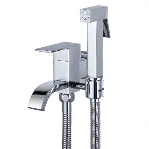 Premium Brass Handheld Bidet Faucet Set - Wall-Mounted Cold Water Bidet Douche for Bathroom Hygiene Pet Cleaning Cloth Diaper Care Titanium Finish Easy Installation