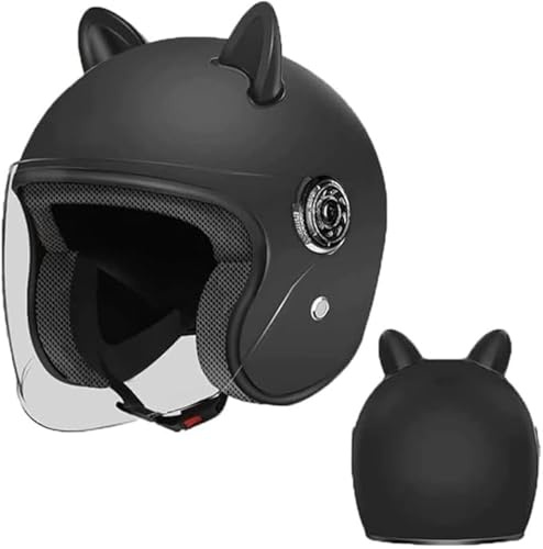 Casco Da Motociclista Retrò 3/4 Aperto Da Donna, Con Orecchie Di Gatto Rosa, Mezzo Viso, Casco Da Motociclista Aperto Con Visiera Parasole Per Bambini, Ragazzi, Uomini E Donne