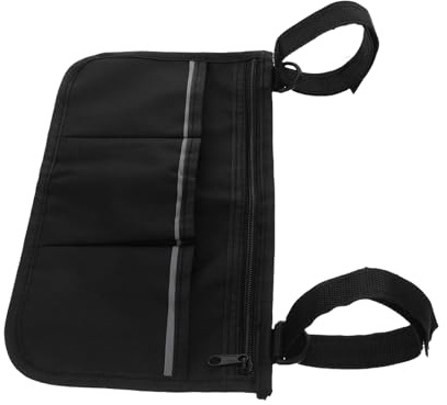 HEMOTON Sacoche Latérale de Rangement pour Fauteuil Roulant Tissu Oxford Noir avec Bande Réfléchissante Poche Multifonction pour Accoudoir Bureau Extérieur Usage Mobilité