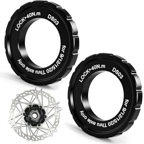 OCCOUMR 2 stycken centerlås låsring 44 x 26 x 8 mm låsring av aluminiumlegering kompatibel med Shimano för 9/12/15/20 mm uttag för MTB och cykelbromsskivor