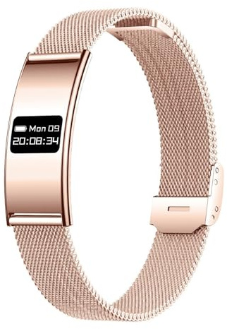 Denash Banda Inteligente de Seguimiento de Actividad Física, Monitor de Actividad y Sueño con Múltiples Modos Deportivos, Pulsera Inteligente con Batería de 30 Días, Banda de Salud para (Gold)