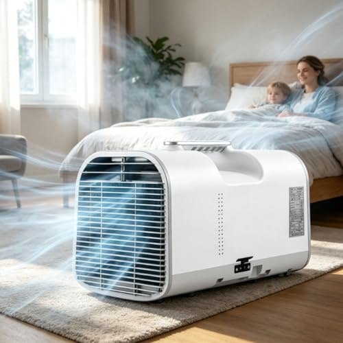 ErShangMao Portable Mobile Air Conditioner 4400 To 5100 Btu,4 In 1 Modes, Handle,Outdoor Or Indoor Ac Unit,Auto-Evaporation,Air Cooler For Camping, Rv,Bedroom, Office, And Apartments,42 Db 1500W