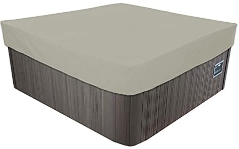 Vattentätt skydd för badkar, spa-skydd för utomhusjacuzzi, dammtätt och vindtätt, Bei 215 x 215 x 30 cm – perfekt för uteplatser och terrasser