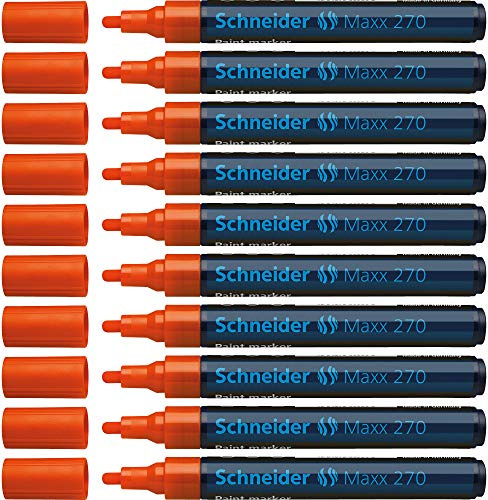 Schneider Maxx 270 Paint-Marker (Rundspitze, Spitze austauschbar, 1 - 3 mm) 10er Packung orange