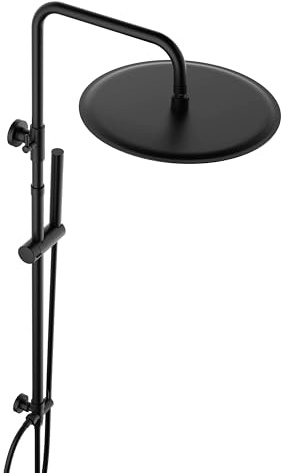 JOHO XXL duschset, duschsystem, regnduschset med rund huvuddusch, D30cm,svart