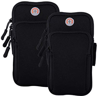MOVOYEE 2Pack Phone Armband for Running,Cell Phone Holder Arm Band for iPhone 17 16 16e 15 14 13 12 11 Pro Max Xs Max Xr X 8 7 Plus Mini/Galaxy S26 S25 S24 Note,Waterproof iPhone Armband,Black Sleeve