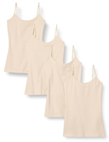 Amazon Essentials Damen Slim-Fit Camisole 4er Pack, Beige, X-Small