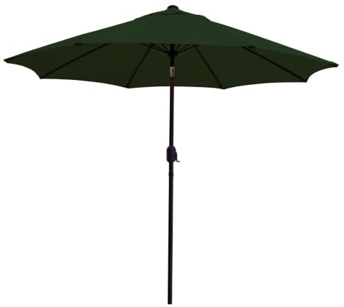 2.7m Wind Up Parasol – Tilt and Crank Mechanism - Polyester Canopy – Stylish Garden Umbrella in Green, Blue, Terracotta, Grey or Beige. (Green)