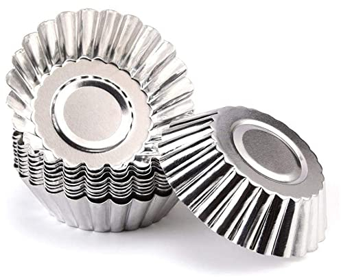 50 Piezas Moldes Tartaletas, Molde de Tarta de Huevo de Aluminio, Hornear Pnecillos Molde, Reutilizable para Hacer Mollete Magdalena, DIY Herramienta Cocina, Molde para Magdalenas