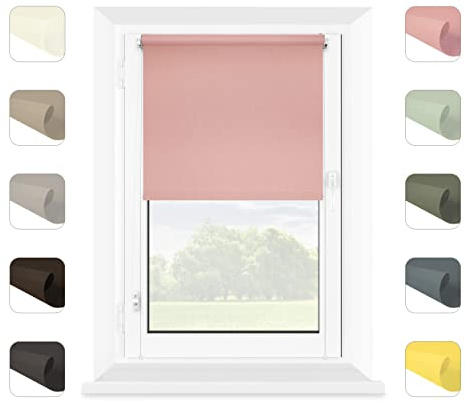 Mardom Rollos für Fenster Ohne Bohren Puderrosa 61 x 150 cm | Stoffbreite: 61 cm, Blickdicht, für Sonnenschutz und Privatsphäre, Einfach Montage Ohne Werkzeug