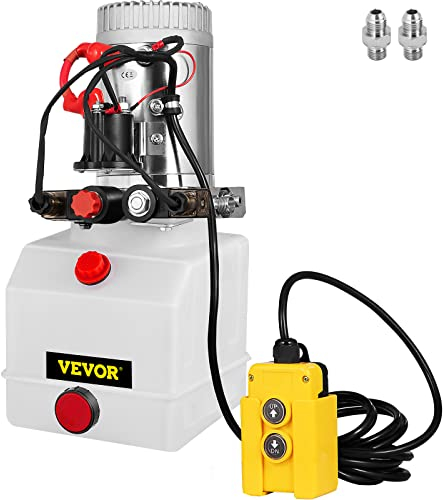 VEVOR Pompe Hydraulique DC 12 V, Groupe Hydraulique à Double Effet 3 L, Démarrage Rapide, Levage et Bennage Efficace pour Camion à Benne Basculante Nacelle Élévatrice Remorque, Atelier