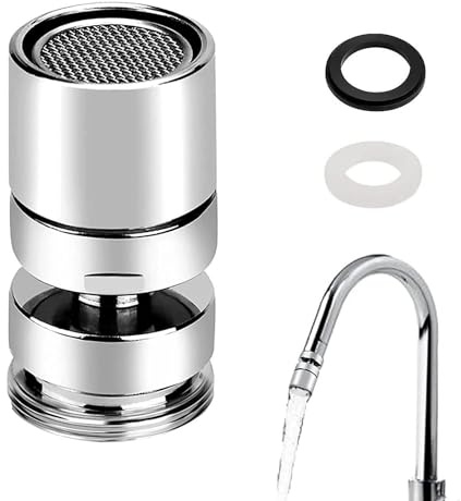 SPTwj Wasserhahn Luftsprudler M22 Innengewinde oder M24 Außengewinde 360° Drehbar Edelstahl Wassersparender Sieb Strahlregler Küche Bad Wasserhahn Aufsatz mit Adapter 22mm 24mm und Dichtungsringe